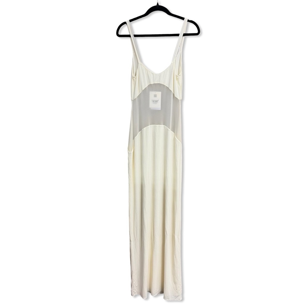 HELSA Sheer Knit Curve Maxi Dress Vanilla White Jersey gown Revolve $498 L - Picture 6 of 12